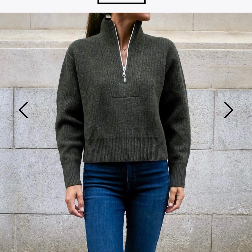 The Fluffito: 100% merino wool half zip sweater.